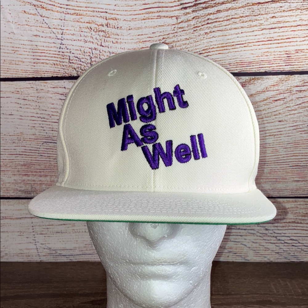 Classics EUC Ivory Cap with Purple Embroidery”Might As Well”